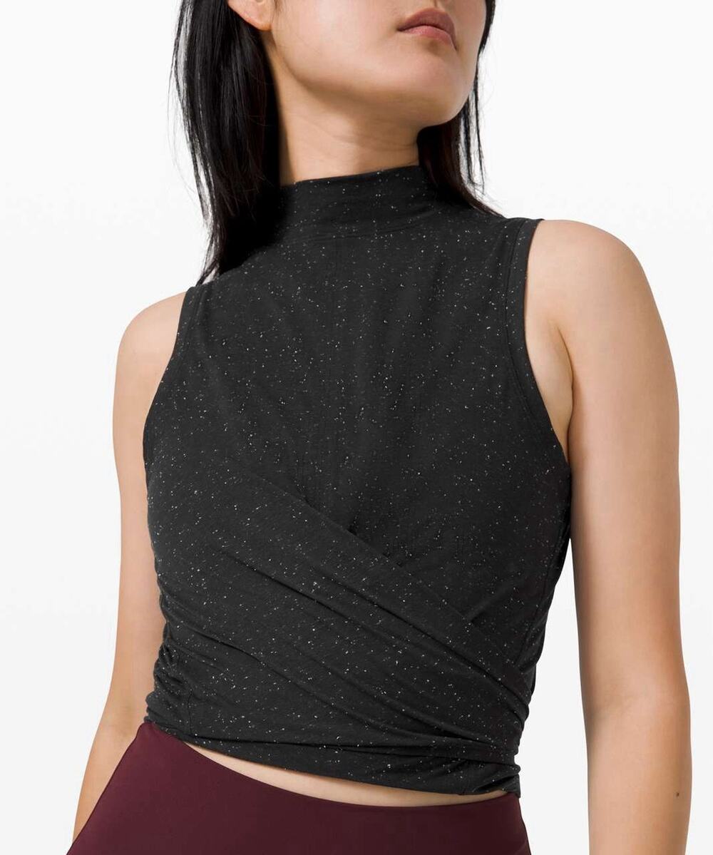 Lululemon Women’s Time to Restore Mock Neck Black White Tank Top 8